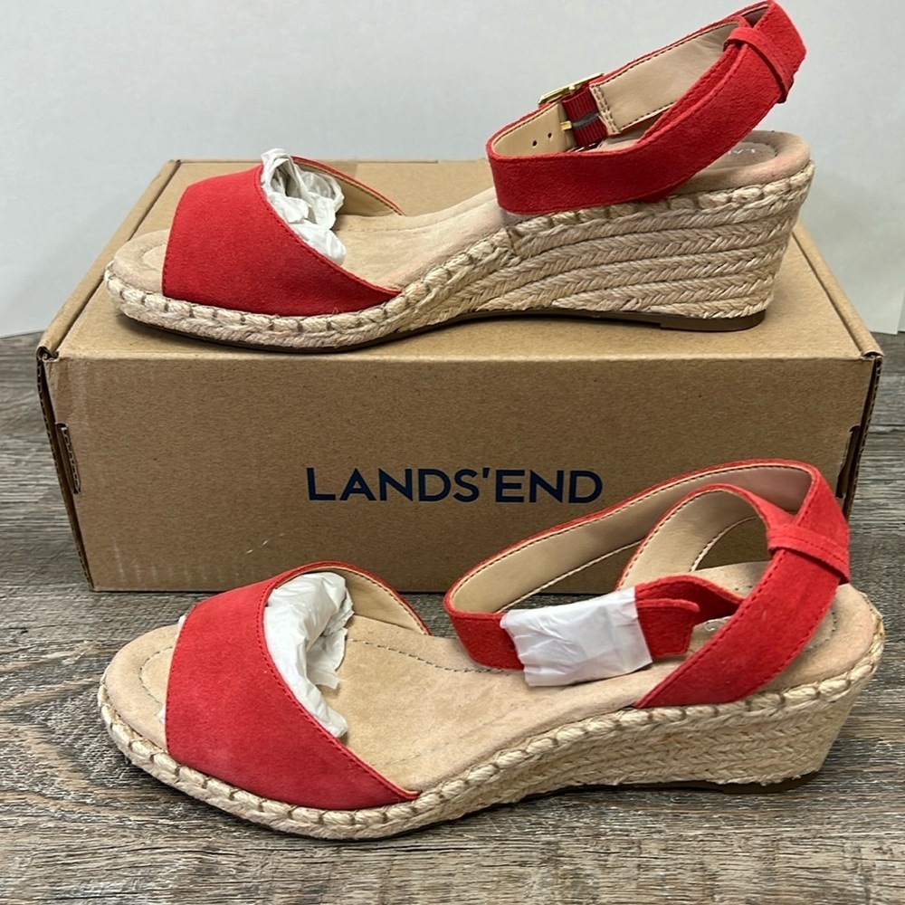 New Lands End Classic Wedge -Crimson Dawn Size 8 wide